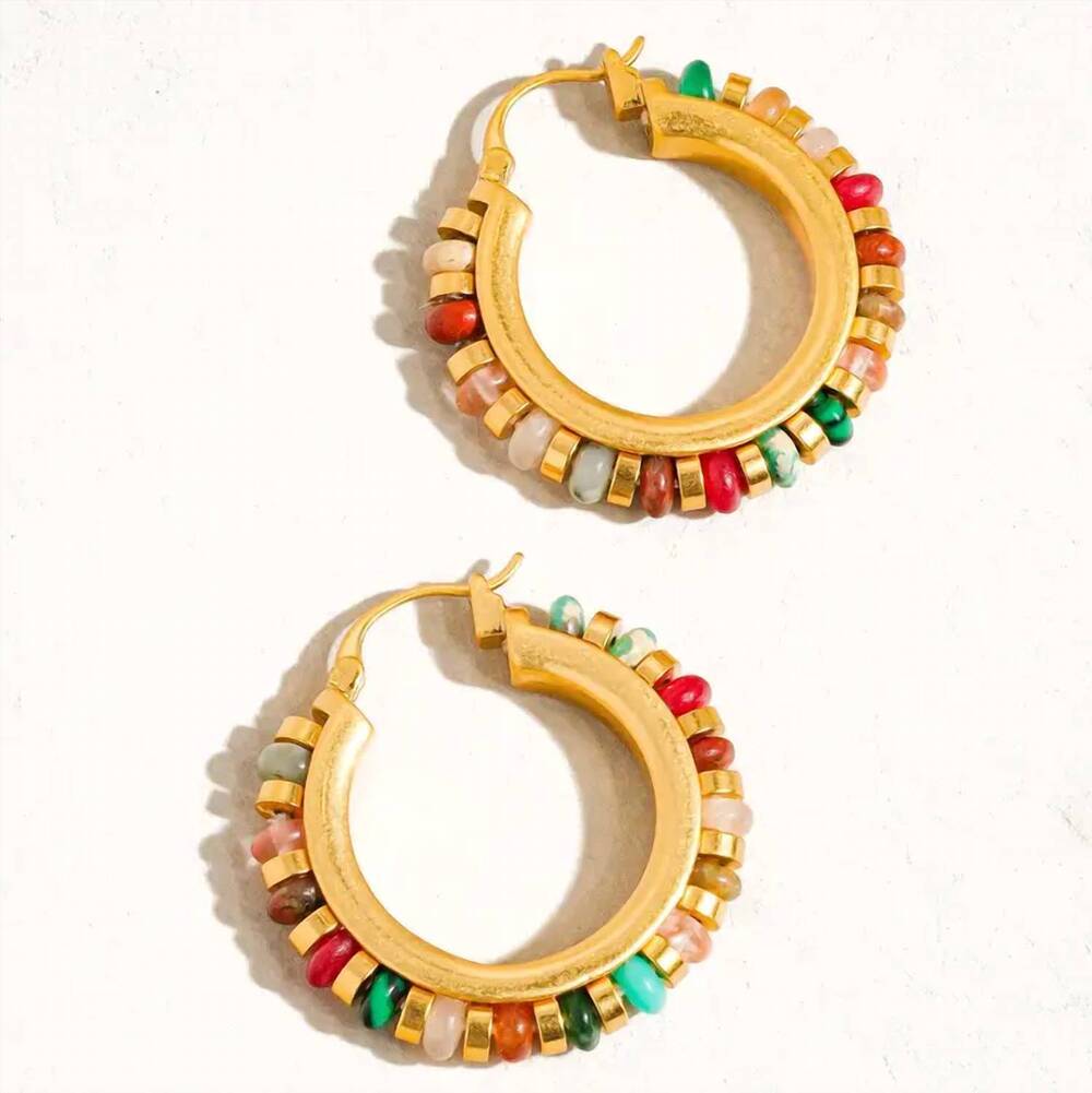 NEW FLANERIE BY MAIQ women's capri hoop earrings in gold multi